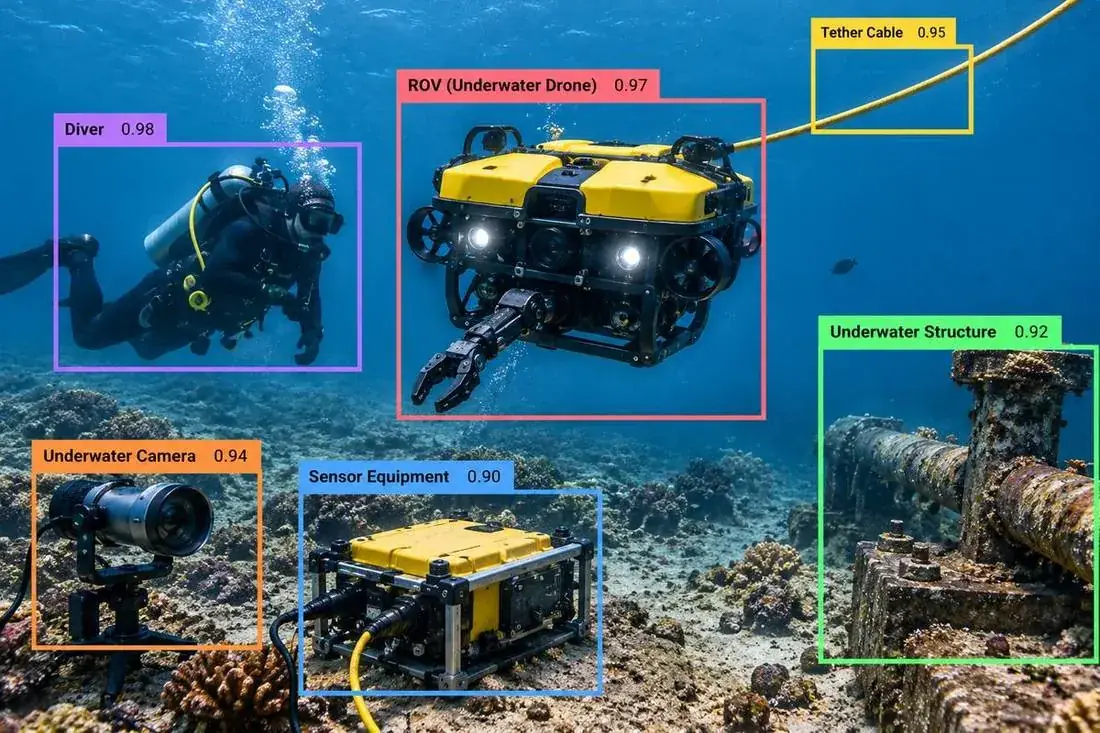 Underwater Vehicle & Equipment Annotation and Seafloor & Underwater Terrain Segmentation