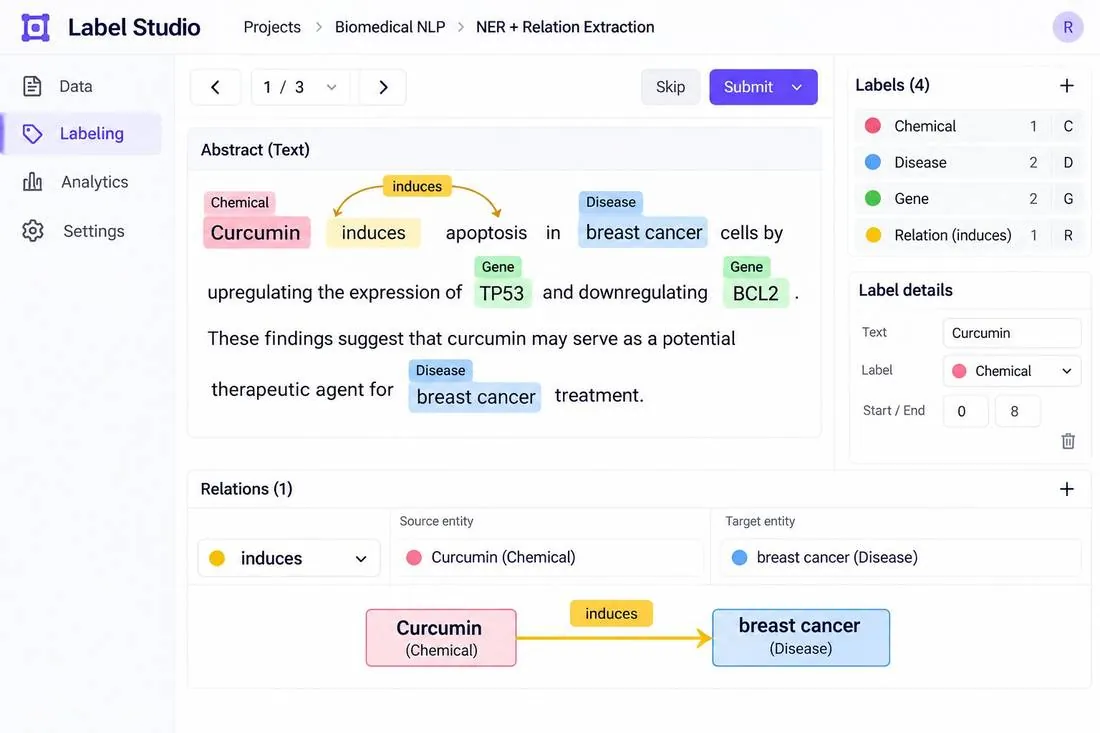 Scientific Literature & Biomedical NLP and Drug Screening & Experimental Data Annotation